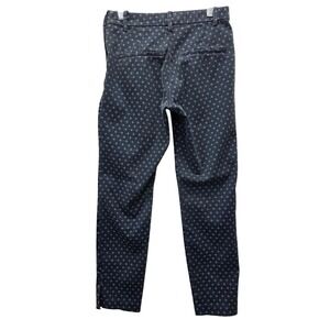 HM Womens Navy Blue Geometric Diamond Print Ankle Pants Size 6 Stretch Trousers